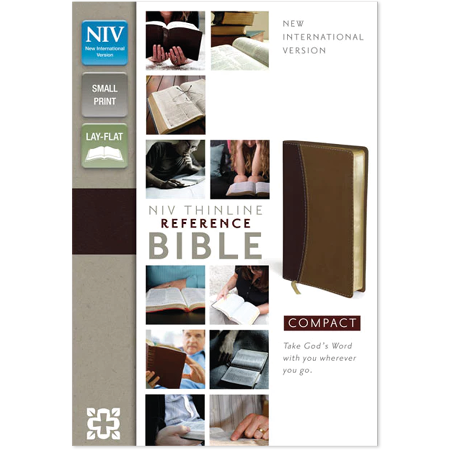 NIV, Thinline Reference Bible, Compact, Imitation Leather, Burgundy/Tan, Red Letter Edition